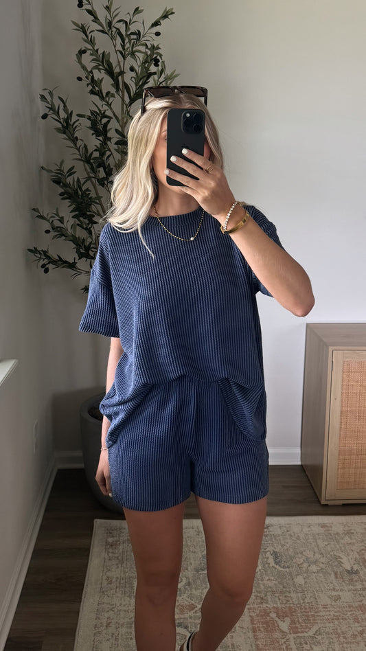 Ribbed Lounge Set / Navy