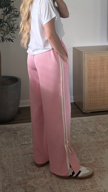 Bow Detail Track Pants / Pink