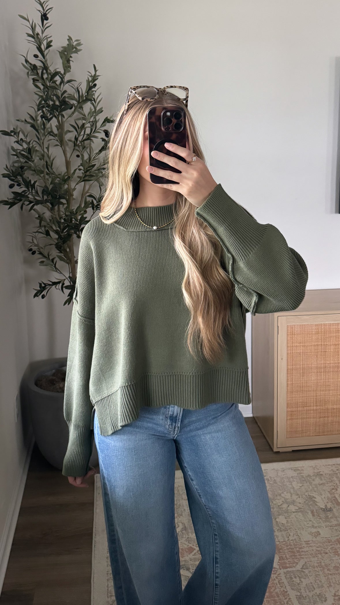 Cropped Essential Knit / Olive