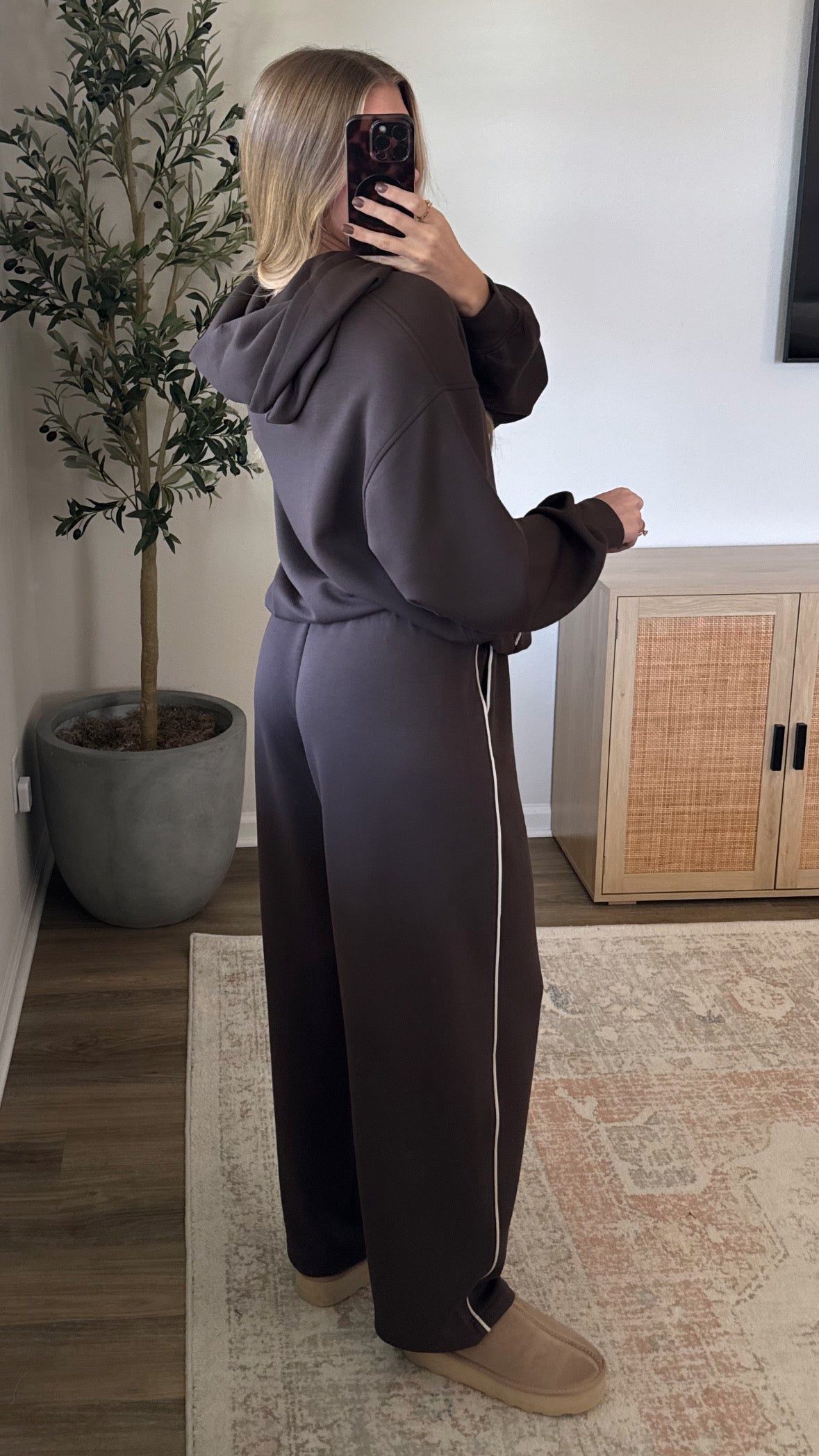 Contrast Scuba Pants / Brown