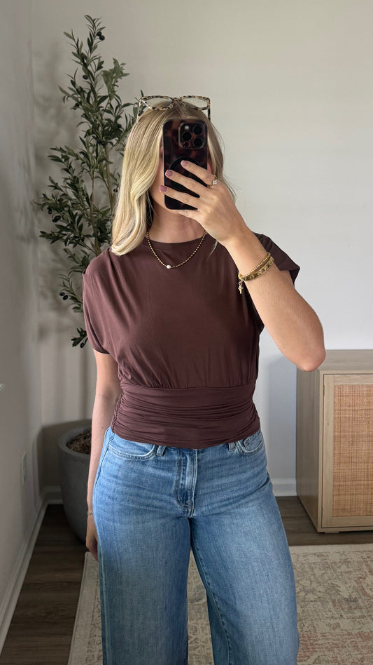 Sophie Cinched Top / Dark Brown