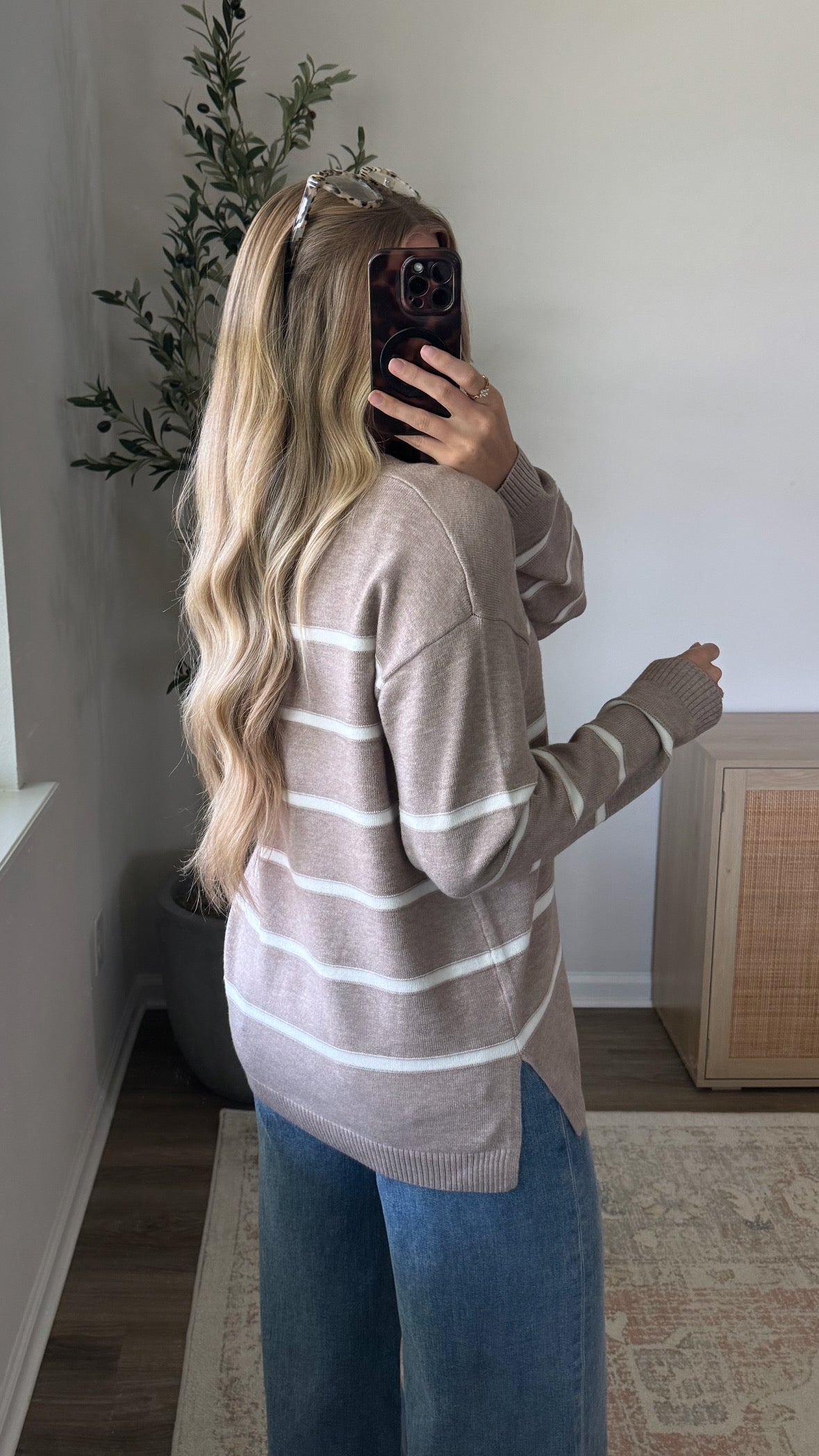 Julia Striped Sweater / Heather Mocha + Cream