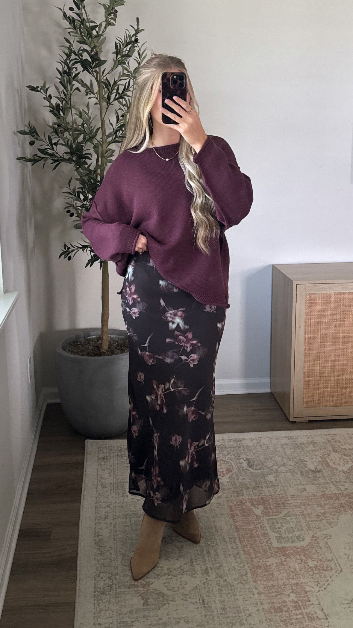 PREORDER (estimated to ship 8/20) - Dark Floral Midi Skirt / Charcoal