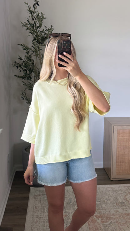 Carmen Short Sleeve Sweater / Yellow