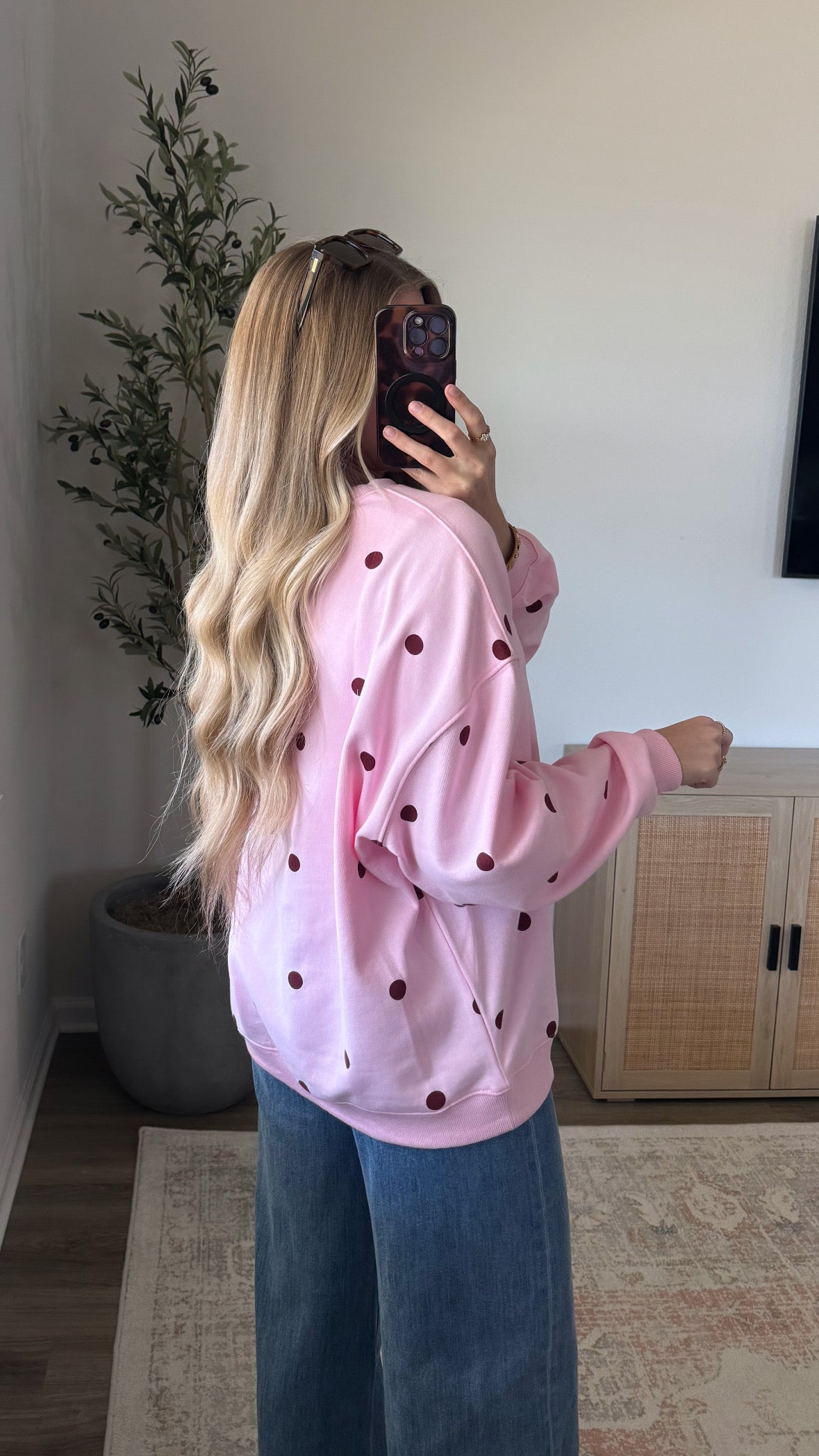 Polka Dot Pullover / Raspberry