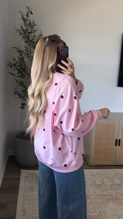 Polka Dot Pullover / Raspberry