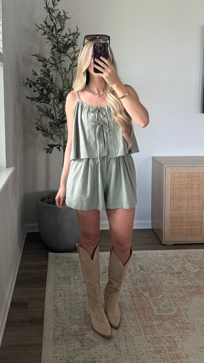 Montana Flowy Romper / Sage Green