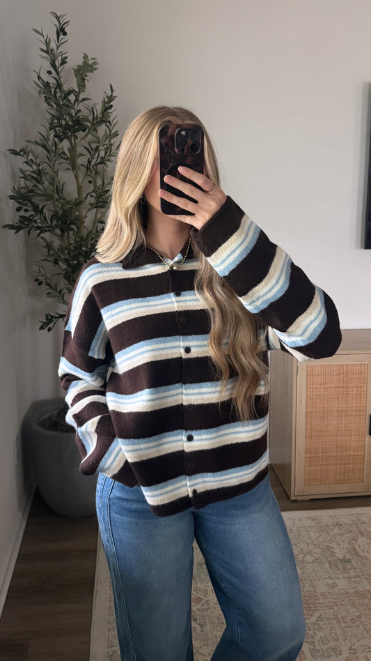 Heritage Striped Cardigan / Brown