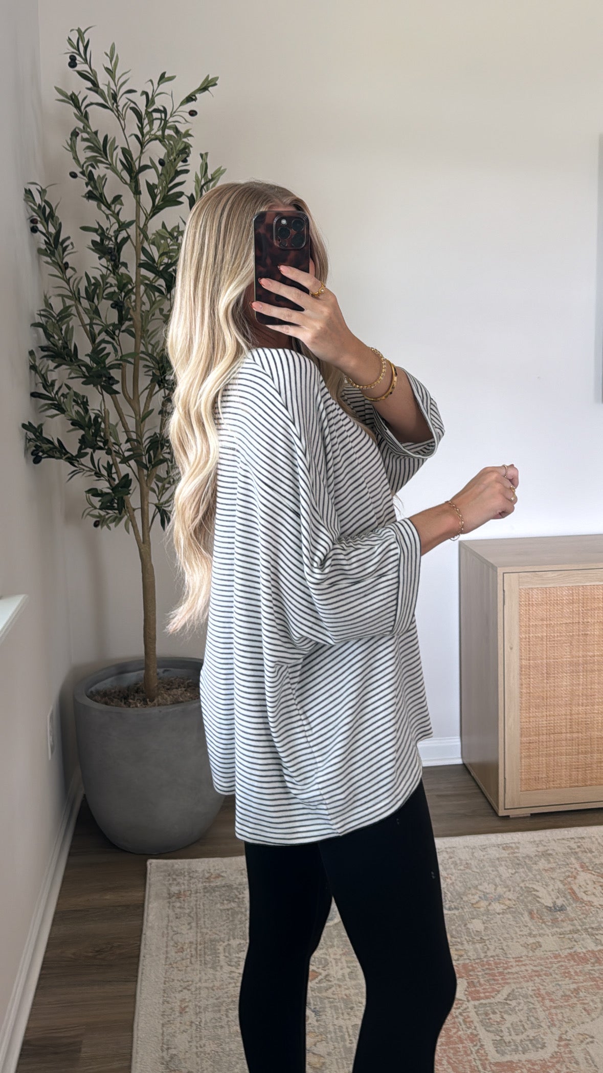 Oversized Striped Butter Tee / Cream + Black