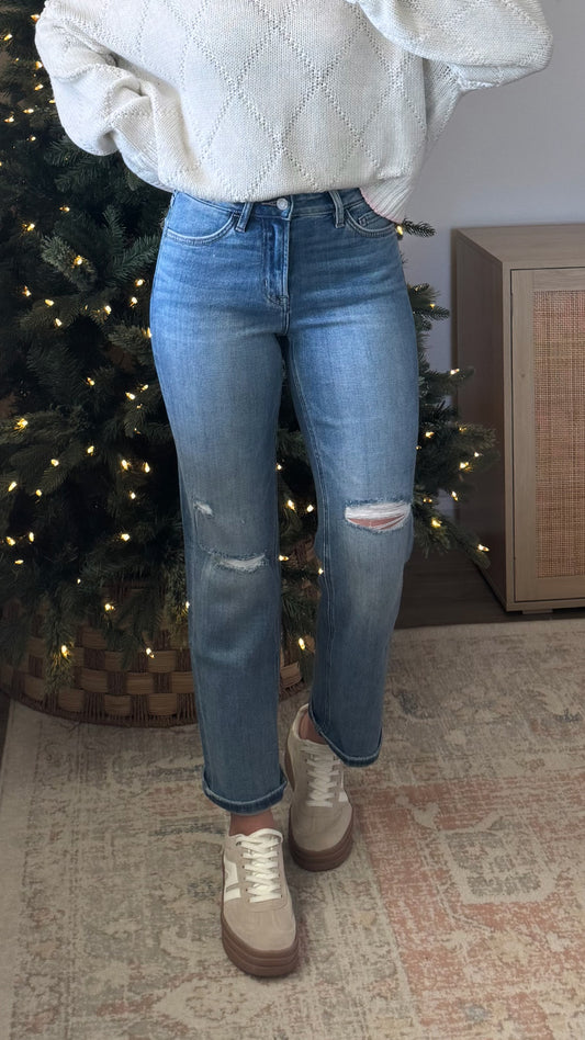 Paisley Distressed Denim / Med Wash