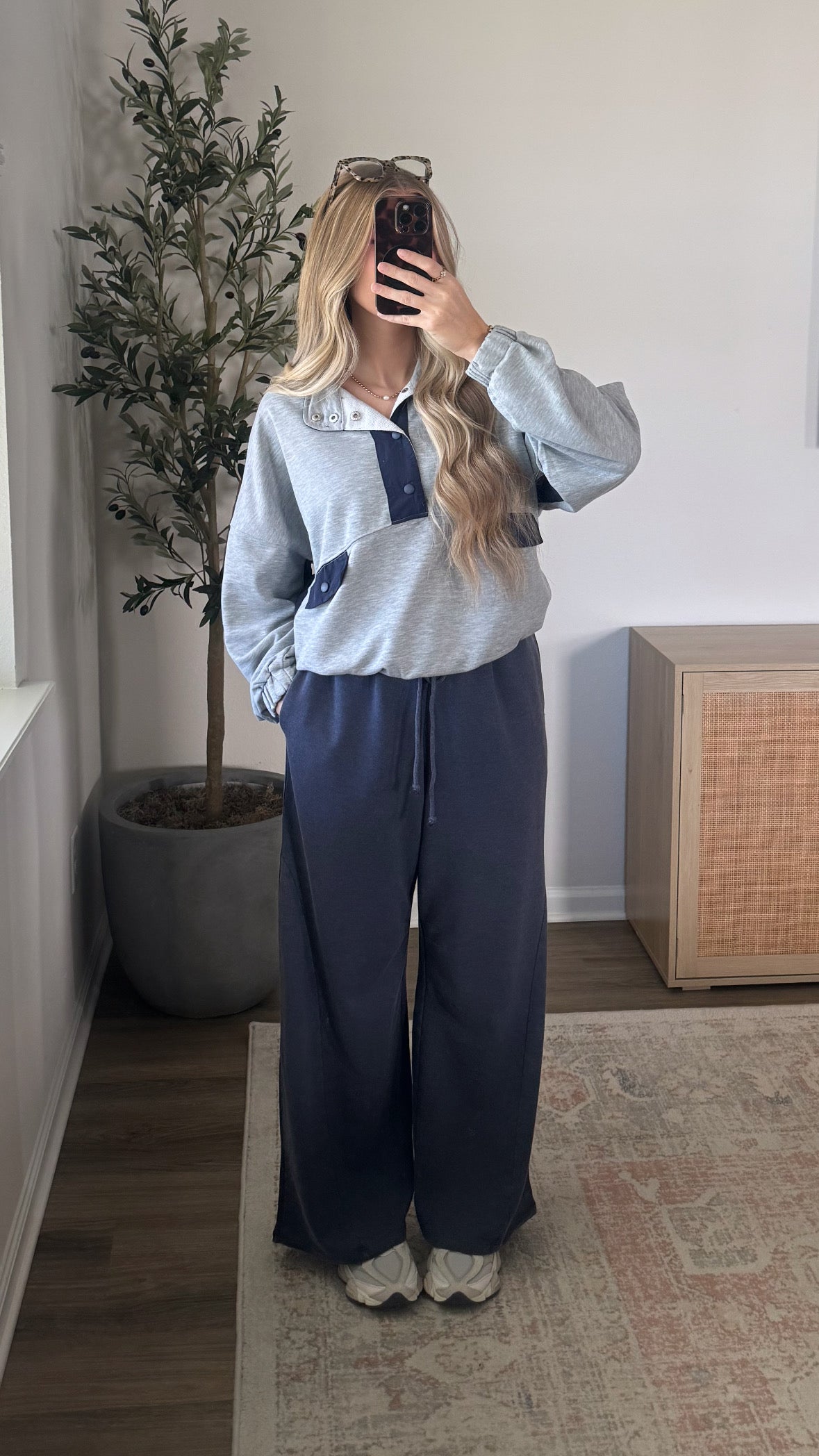 Piper Contrast Henley / Grey + Navy