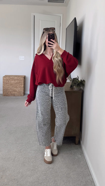 Juliet Cropped Pullover / Ruby