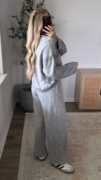Sunday Striped Pants Set / Heather Grey
