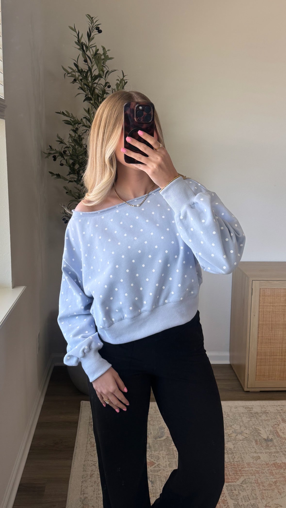 Pastel Polka Dot Pullover / Blue