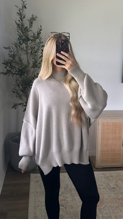 Oversized Essential Knit / Heather Mocha