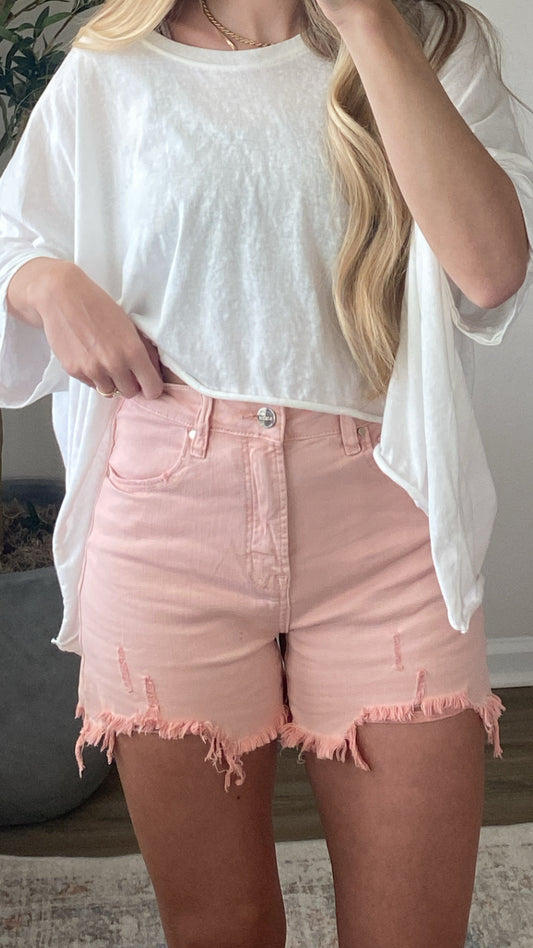 Soft Pink Denim Shorts / Risen