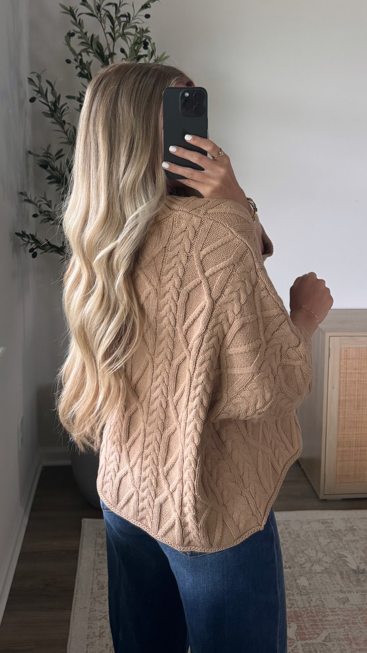 Short Sleeve Cable Knit / Tan