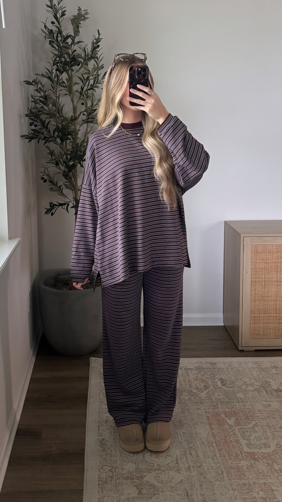 Lizzie Striped Set / Maroon + Navy