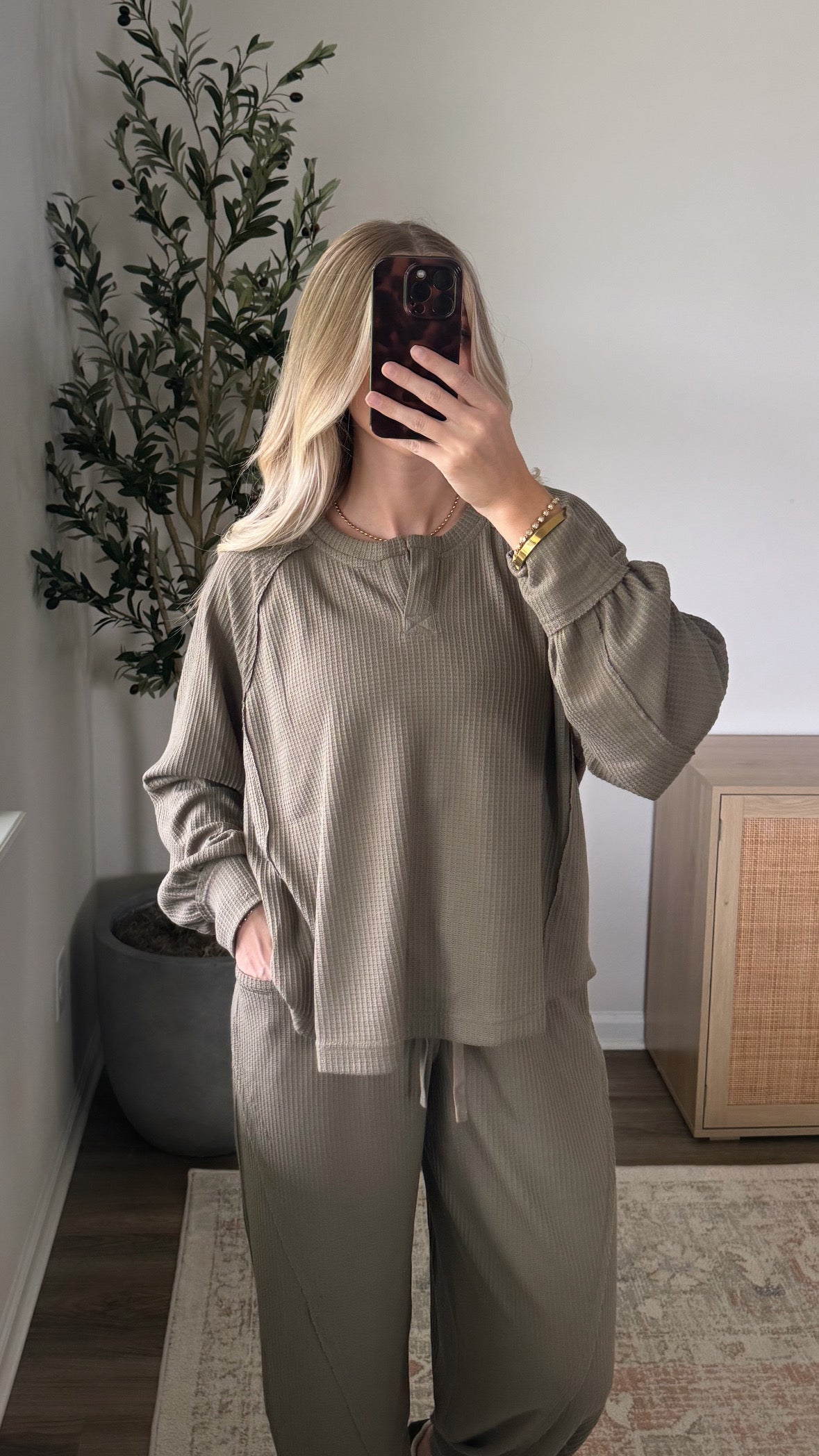 Waffle Jogger Set / Olive