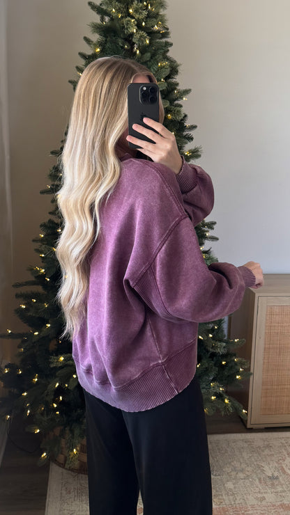 Autumn Fleece Pullover / Eggplant