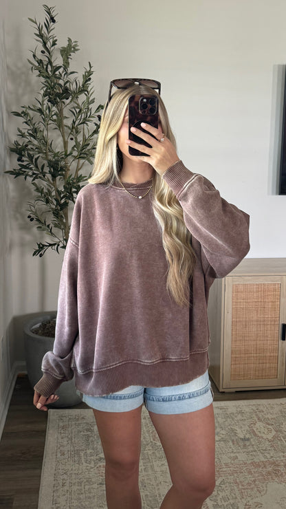 PREORDER (Estimated to ship 7/15) - Cozy Fleece Pullover / Dark Brown