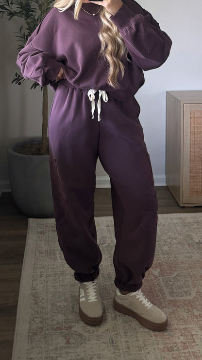 Star Patchwork Joggers / Plum