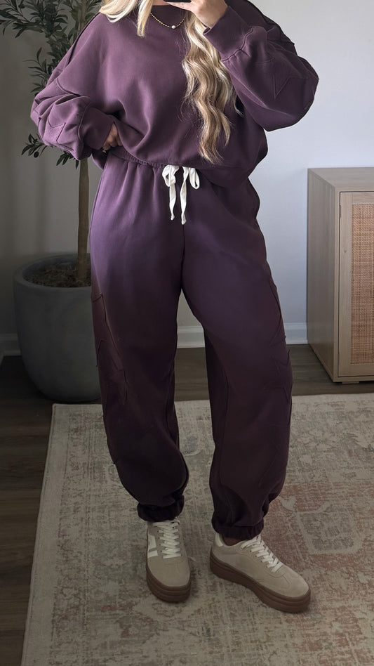 Star Patchwork Joggers / Plum