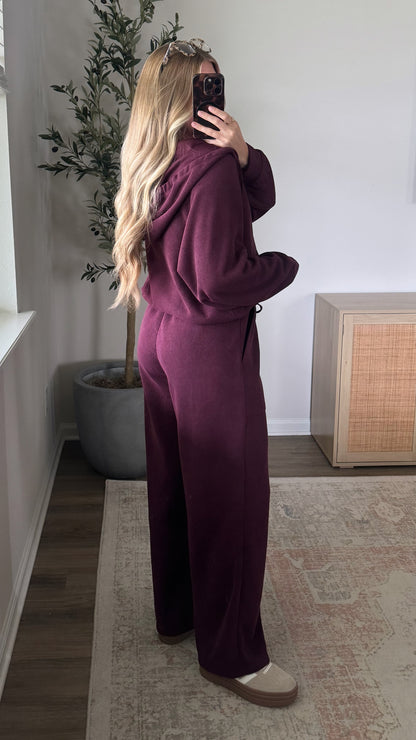 Waffle Sweatpants Set / Dark Cherry