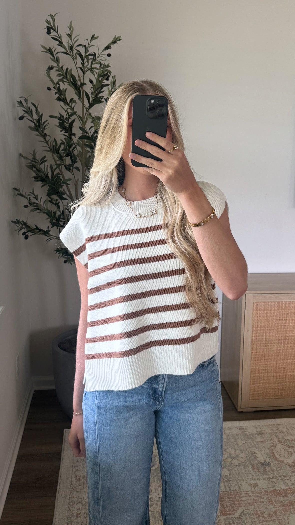 Striped Sweater Vest / Mocha