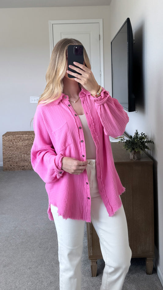 Poolside Gauze Top / Pink