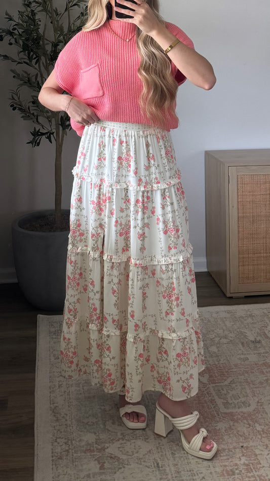 Floral Maxi Skirt / Pink
