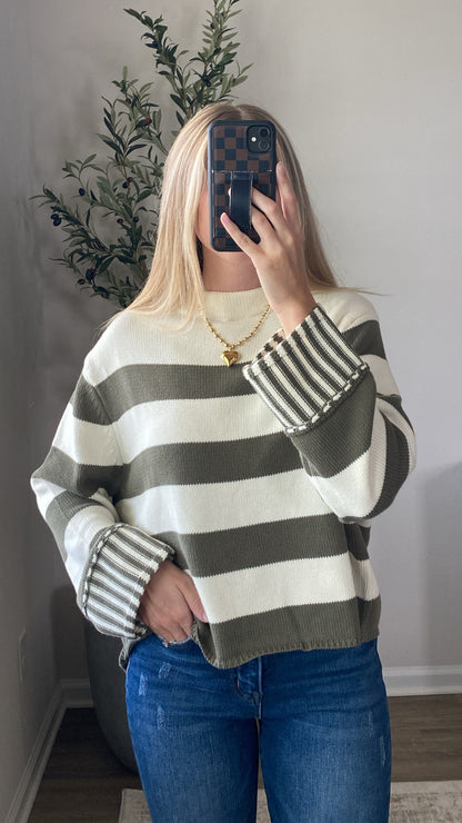 Classic Striped Sweater / Olive