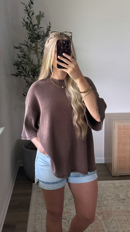 Lived In Waffle Tee / Brown