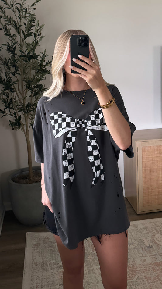 Bow Graphic Tee / Checker