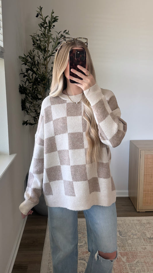 Checked Out Sweater / Beige