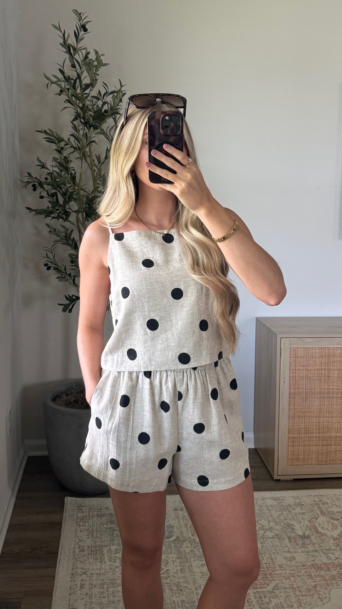Linen Polka Dot Set / Natural