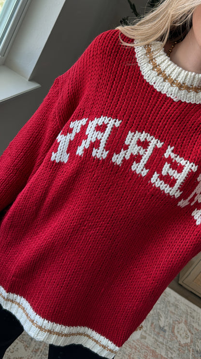 Merry Knit Sweater / Red