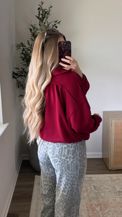 Juliet Cropped Pullover / Ruby