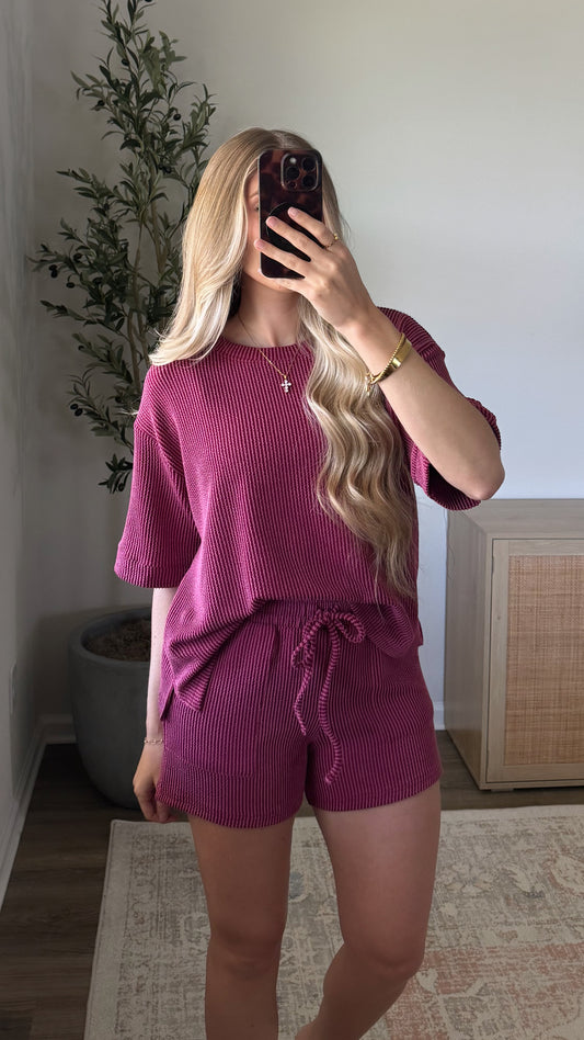 Ribbed Lounge Set / Cabernet