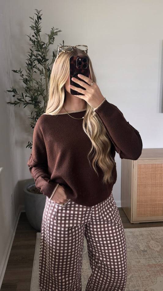 Serena Contrast Sweater / Brown
