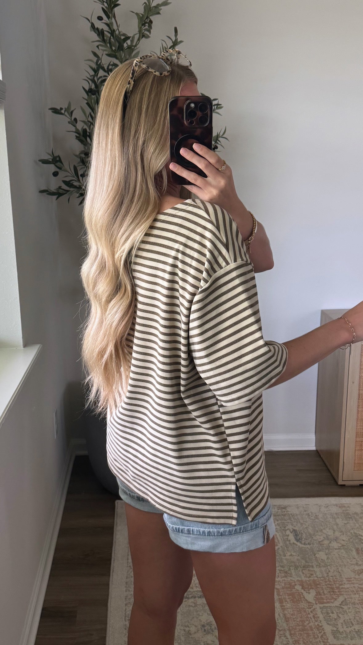 Boatneck Striped Tee / Brown + Tan