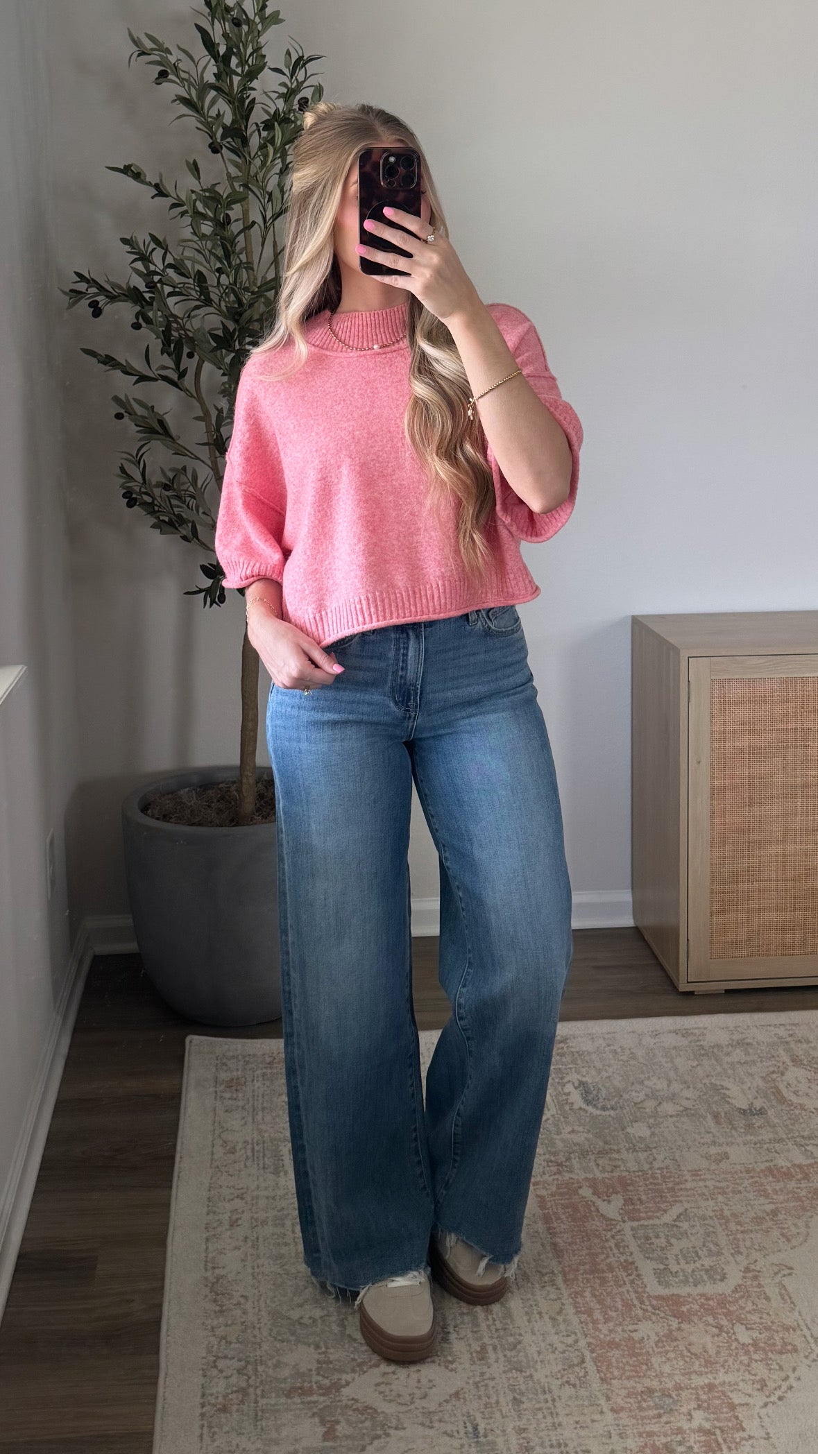 Daisy Short Sleeve Sweater / Pink