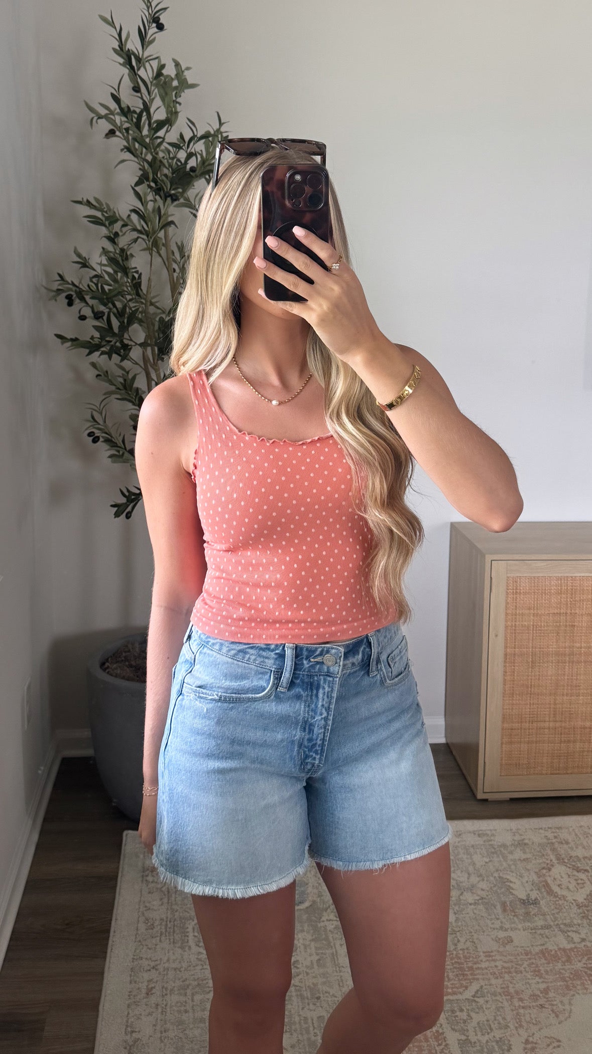 Seamless Polka Dot Tank / Terracotta