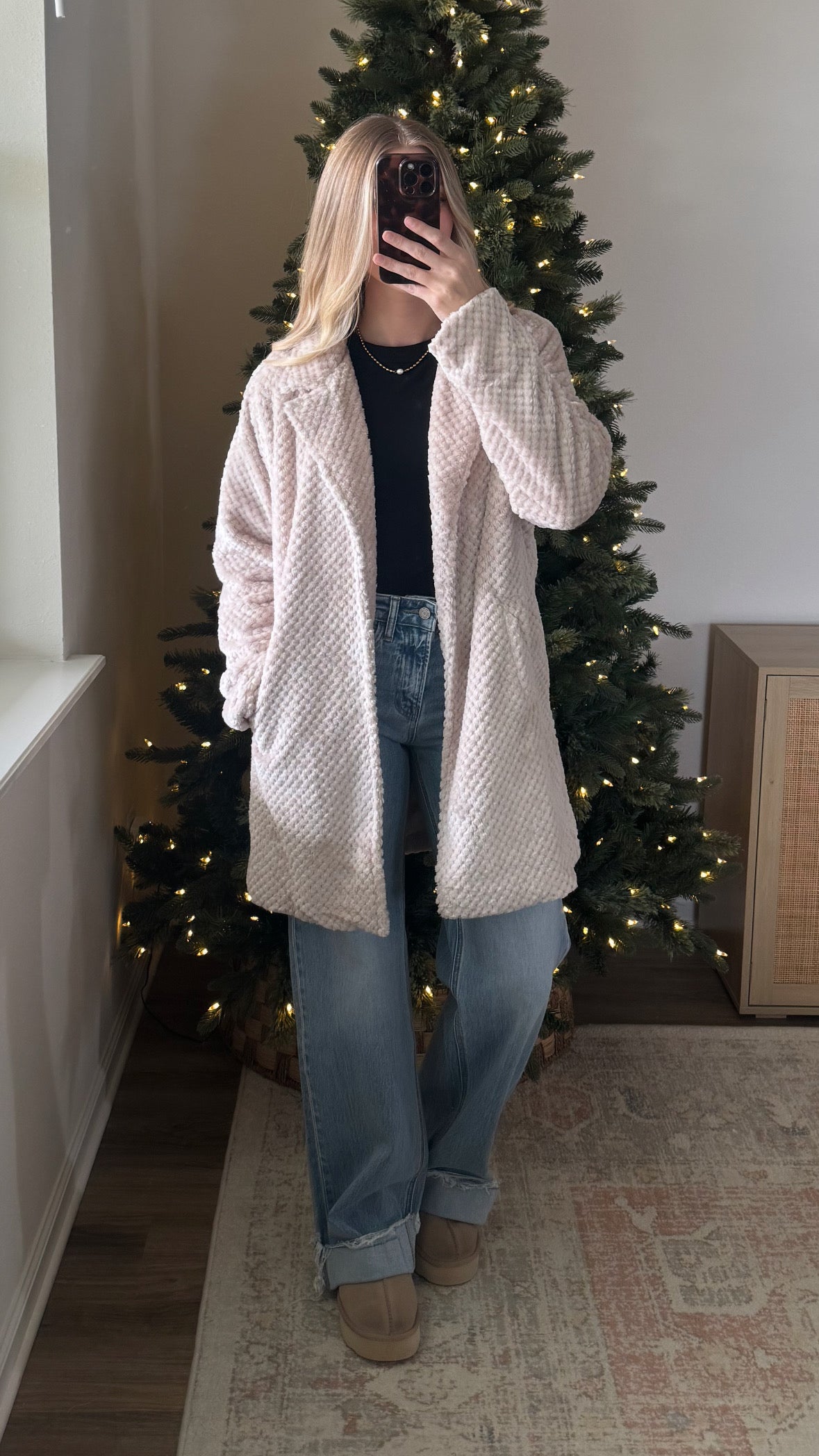 Long Fur Faux Coat / Taupe