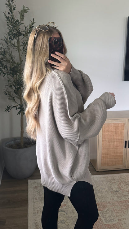 Oversized Essential Knit / Heather Mocha