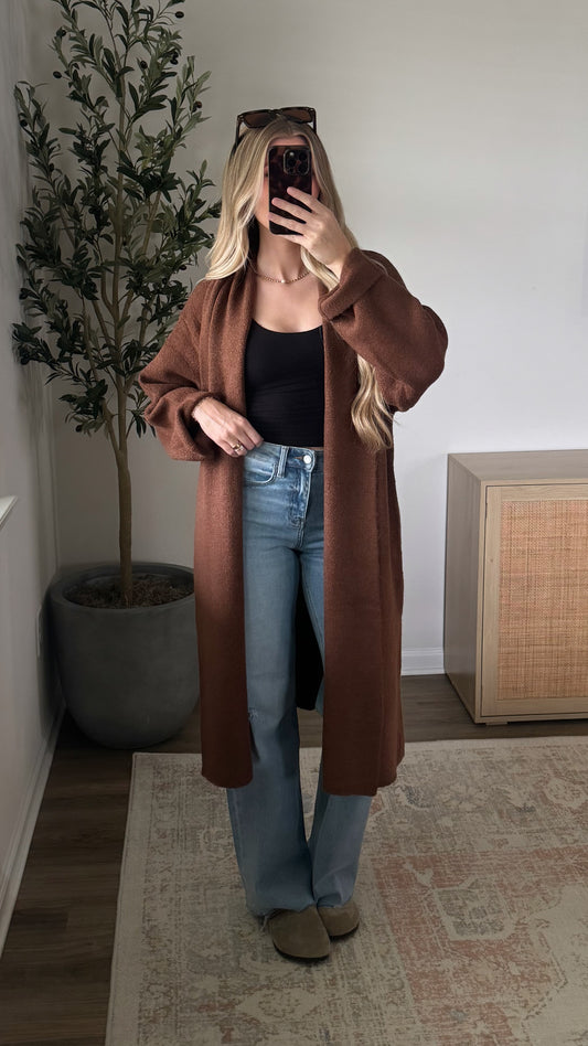 Skylar Longline Cardigan / Chestnut