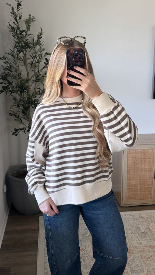 Sloane Striped Pullover / Mocha