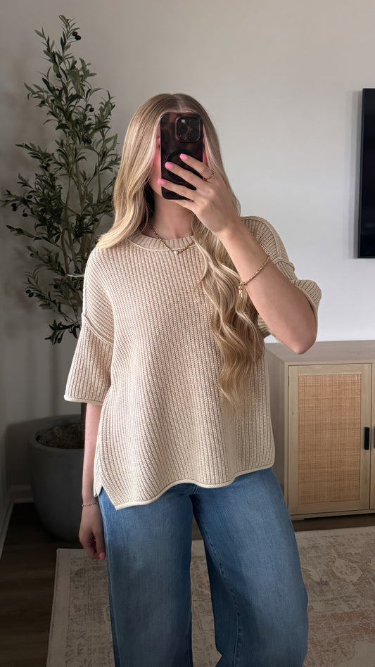 Vintage Short Sleeve Sweater / Natural