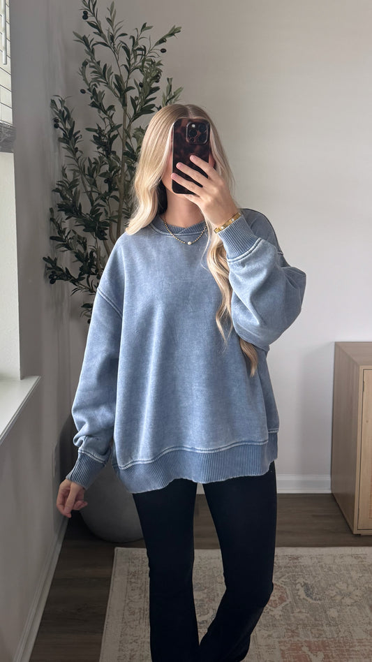 Cozy Fleece Pullover / Dusty Blue