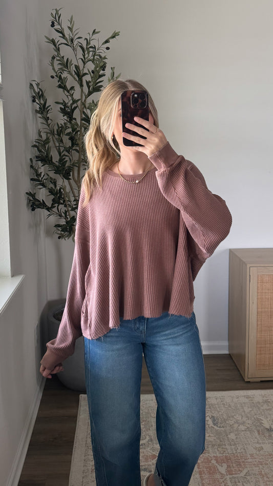 Open Back Waffle Top / Chestnut